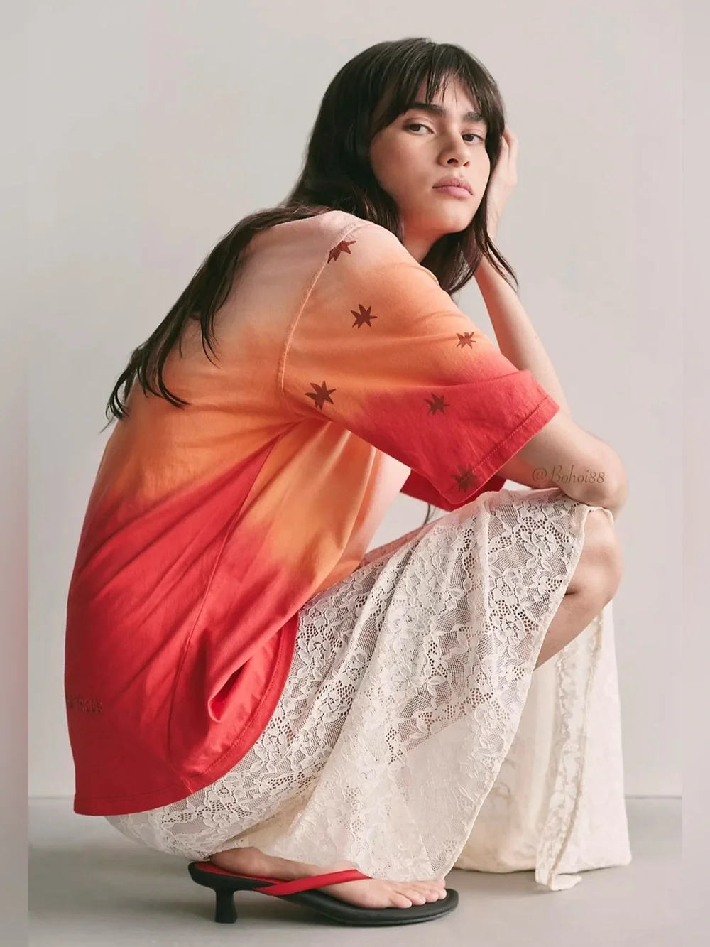 NWT Free People The Tales Dip Dye Star Tee
